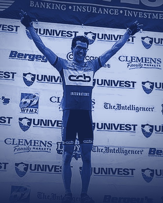 Amos Brumble on the winner's podium